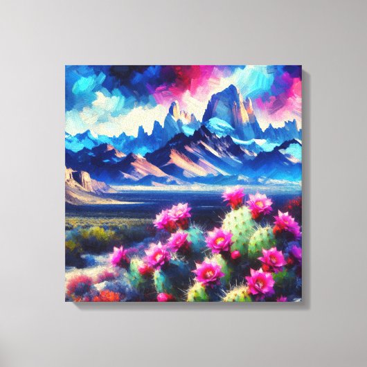 Abstract of Mountain Range Blooming Cactus キャンバスプリント (正面)