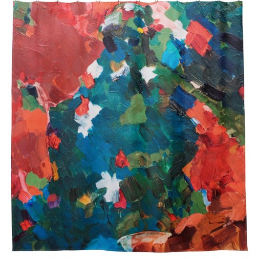 Abstract oil painting background on canvas texture シャワーカーテン (正面)