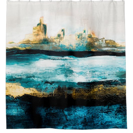 Abstract oil texture background. Paint on canvas. シャワーカーテン (正面)