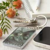 Abstract Olive Sage Green Gray Fractal Art Fantasy キーホルダー (正面右)