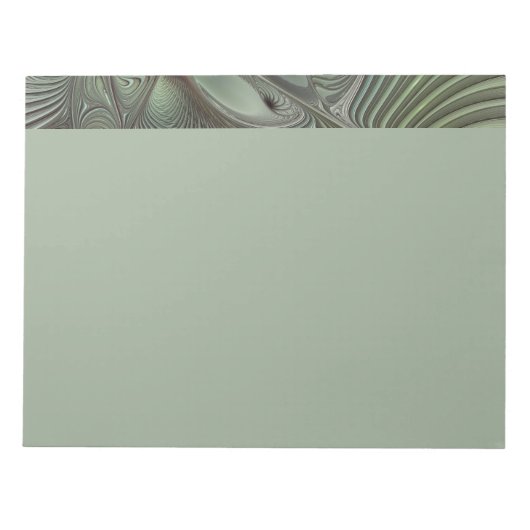 Abstract Olive Sage Green Gray Fractal Art Fantasy ノートパッド (正面)