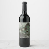 Abstract Olive Sage Green Gray Fractal Art Fantasy ワインラベル (正面)