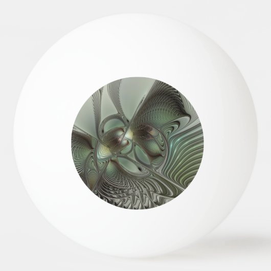 Abstract Olive Sage Green Gray Fractal Art Fantasy 卓球ボール (正面)