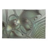 Abstract Olive Sage Green Gray Fractal Art Fantasy 枕カバー (裏面)