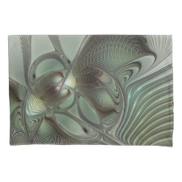 Abstract Olive Sage Green Gray Fractal Art Fantasy 枕カバー