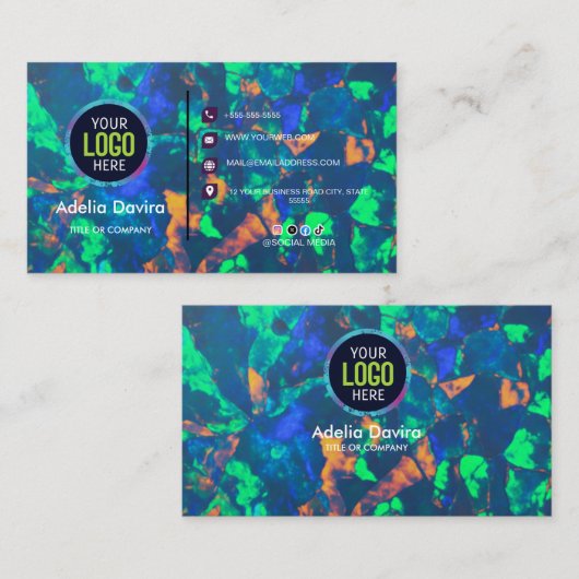 Abstract Opal Gemstone Texture Business Card 名刺 (正面/裏面)