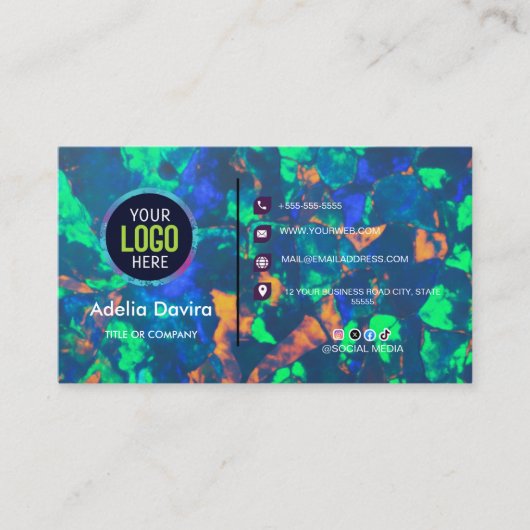 Abstract Opal Gemstone Texture Business Card 名刺 (正面)