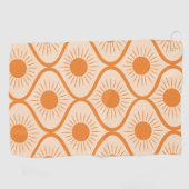 Abstract orange sun on mid century ogee  ゴルフタオル (横)