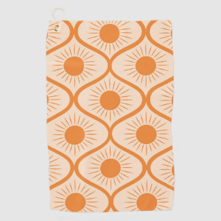 Abstract orange sun on mid century ogee  ゴルフタオル