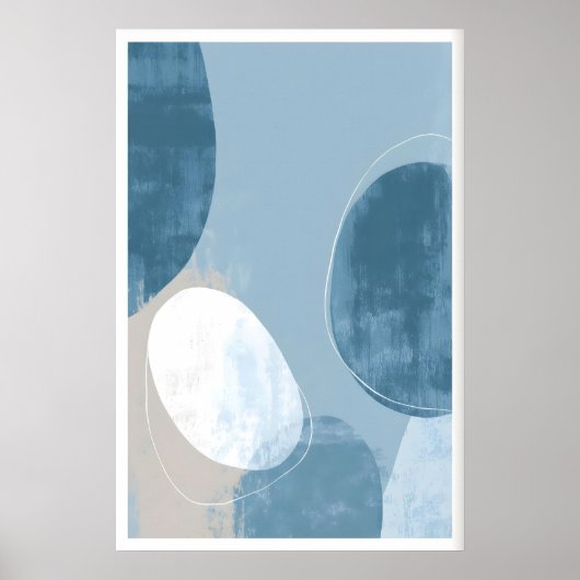 Abstract Oval Wall Art, Layered Shapes, Subtle ポスター (正面)