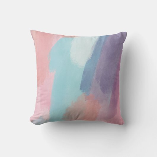 Abstract Paint Brush Strokes Design Colorful クッション (正面)
