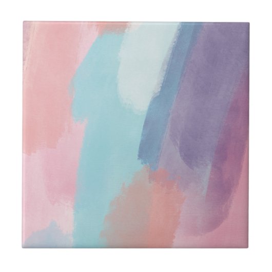 Abstract Paint Brush Strokes Design Colorful タイル (正面)