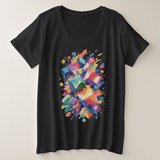 Abstract Paint Collision プラスサイズTシャツ (デザイン正面)
