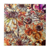Abstract Paint Daub Sunflower Pattern タイル (正面)