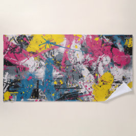 Abstract Paint Splash Urban Art ビーチタオル