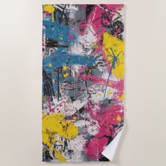 Abstract Paint Splash Urban Art ビーチタオル (正面)