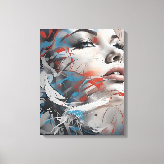 Abstract painting beautiful woman face キャンバスプリント (正面)