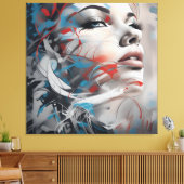 Abstract painting beautiful woman face キャンバスプリント (インサイチュ (リビング))