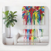 Abstract Painting Dripping Wet Paint on White Sofa マウスパッド (正面)