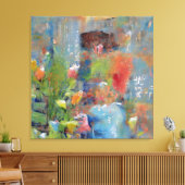 Abstract Painting of a Girl picking flowers キャンバスプリント (インサイチュ (リビング))