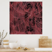 Abstract Painting Of A Magenta Pink Cobweb ポスター (キッチン)