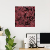 Abstract Painting Of A Magenta Pink Cobweb ポスター (ホームオフィス)