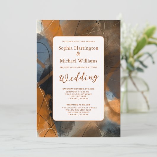 Abstract Painting Wedding Invitation QR Code  招待状 (スタンド正面)