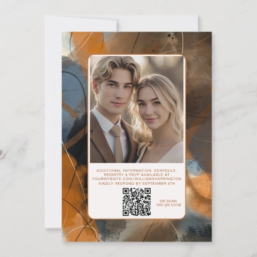 Abstract Painting Wedding Invitation QR Code  招待状 (裏面)