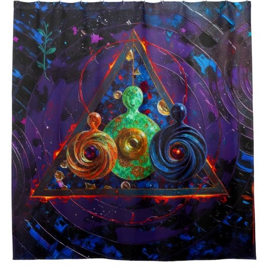 abstract Palette Knife 002 シャワーカーテン (正面)