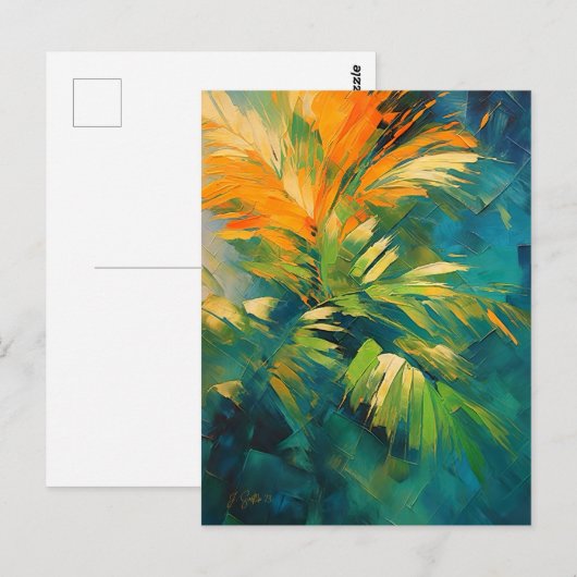 Abstract Palm Burst – Tropical Energy in Motion ポストカード (正面/裏面)