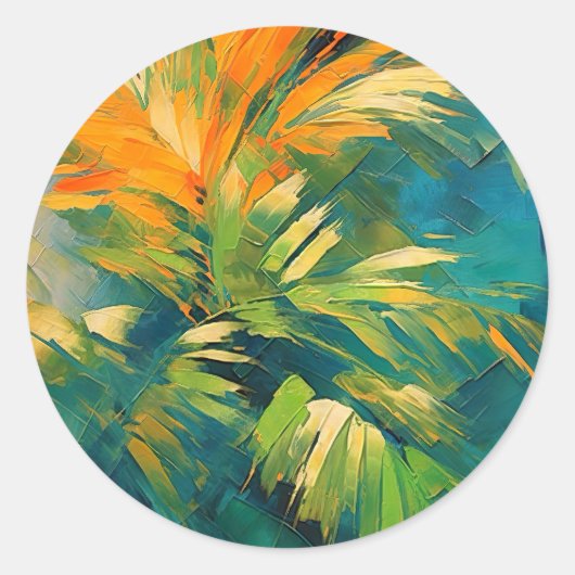 Abstract Palm Burst – Tropical Energy in Motion ラウンドシール (正面)