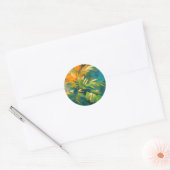 Abstract Palm Burst – Tropical Energy in Motion ラウンドシール (封筒)