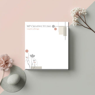 Abstract Pastel Design: Modern Florals & Geometry ノートパッド