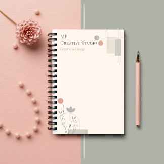 Abstract Pastel Design: Modern Florals & Geometry ノートブック
