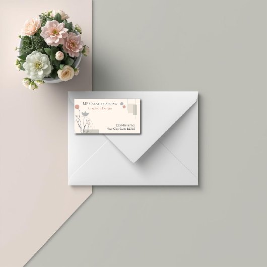 Abstract Pastel Design: Modern Florals & Geometry ラベル