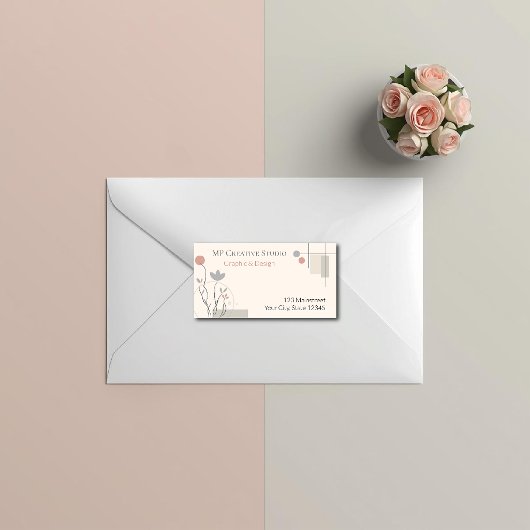 Abstract Pastel Design: Modern Florals & Geometry ラベル