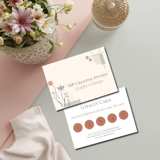 Abstract Pastel Design: Modern Florals & Geometry ロイヤリティカード