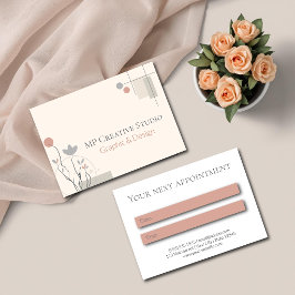 Abstract Pastel Design: Modern Florals & Geometry 予約カード