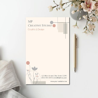 Abstract Pastel Design: Modern Florals & Geometry 便箋