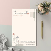 Abstract Pastel Design: Modern Florals & Geometry 便箋