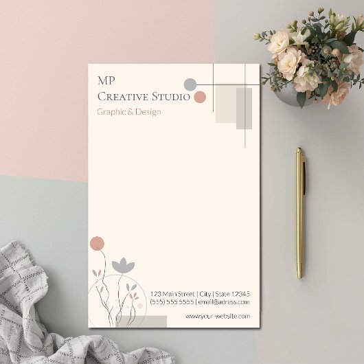 Abstract Pastel Design: Modern Florals & Geometry 便箋