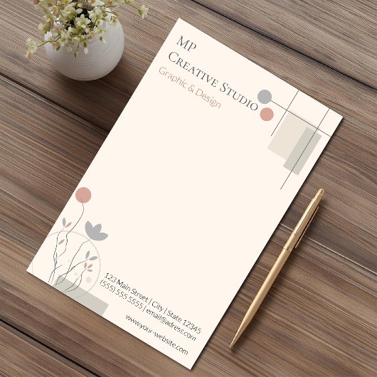Abstract Pastel Design: Modern Florals & Geometry 便箋