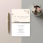 Abstract Pastel Design: Modern Florals & Geometry 名刺