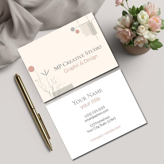 Abstract Pastel Design: Modern Florals & Geometry 名刺