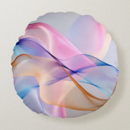 Abstract Pastel Fabric Flow ラウンドクッション