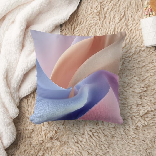 Abstract Pastel Fabric Flow with Gentle Curves クッション (ブランケット)