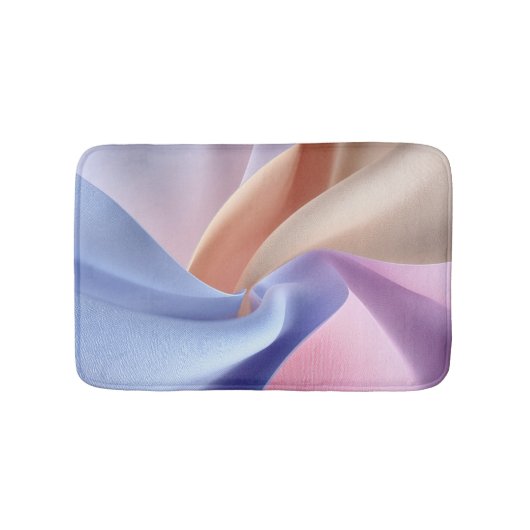 Abstract Pastel Fabric Flow with Gentle Curves バスマット (正面)