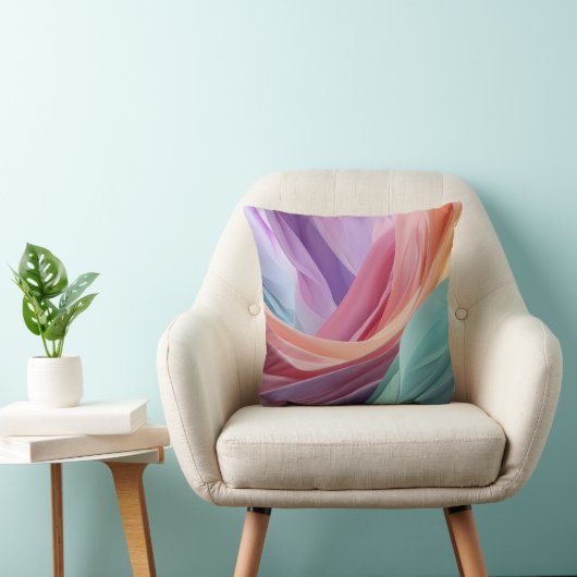 Abstract Pastel Fabric Waves クッション (椅子)