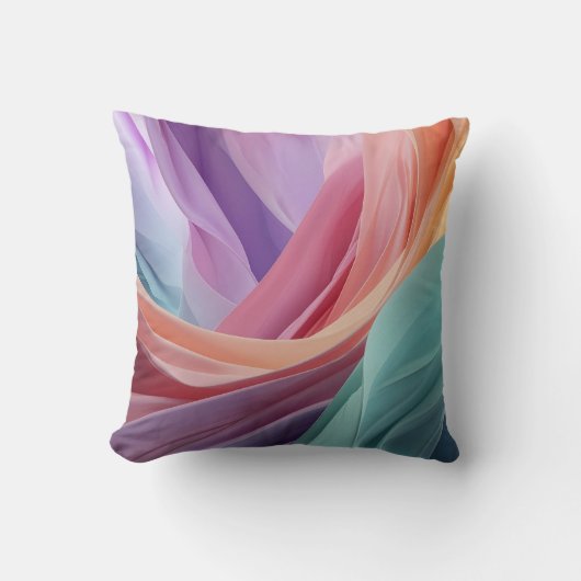 Abstract Pastel Fabric Waves  クッション (正面)