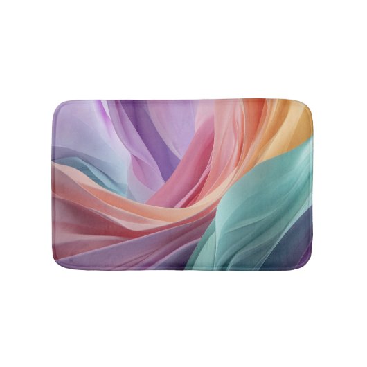 Abstract Pastel Fabric Waves  バスマット (正面)